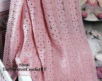 Baby blanket crochet pattern Gift for newborn or grandbaby Vintage Throw PDF Instant download 36"x47" Sport 5 ply yarn DIGITAL