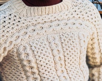 Mens aran sweater knitting pattern Cable knit pullover pattern Classic mens knitwear design Worsted 10 ply yarn Vintage INSTANT DOWNLOAD PDF