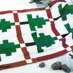 Christmas tree blanket crochet pattern Afeghan motifs crochet pattern Holidays crochet home decor DIY Worted yarn Vintage INSTANT DOWNLOAD