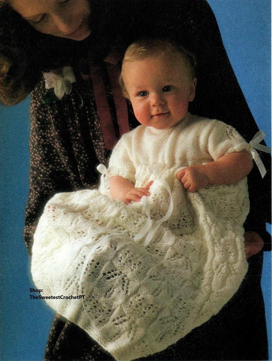 CHRISTENING Robe Knitting Pattern + Matching Shawl OFFER Lace Baby Gown ...