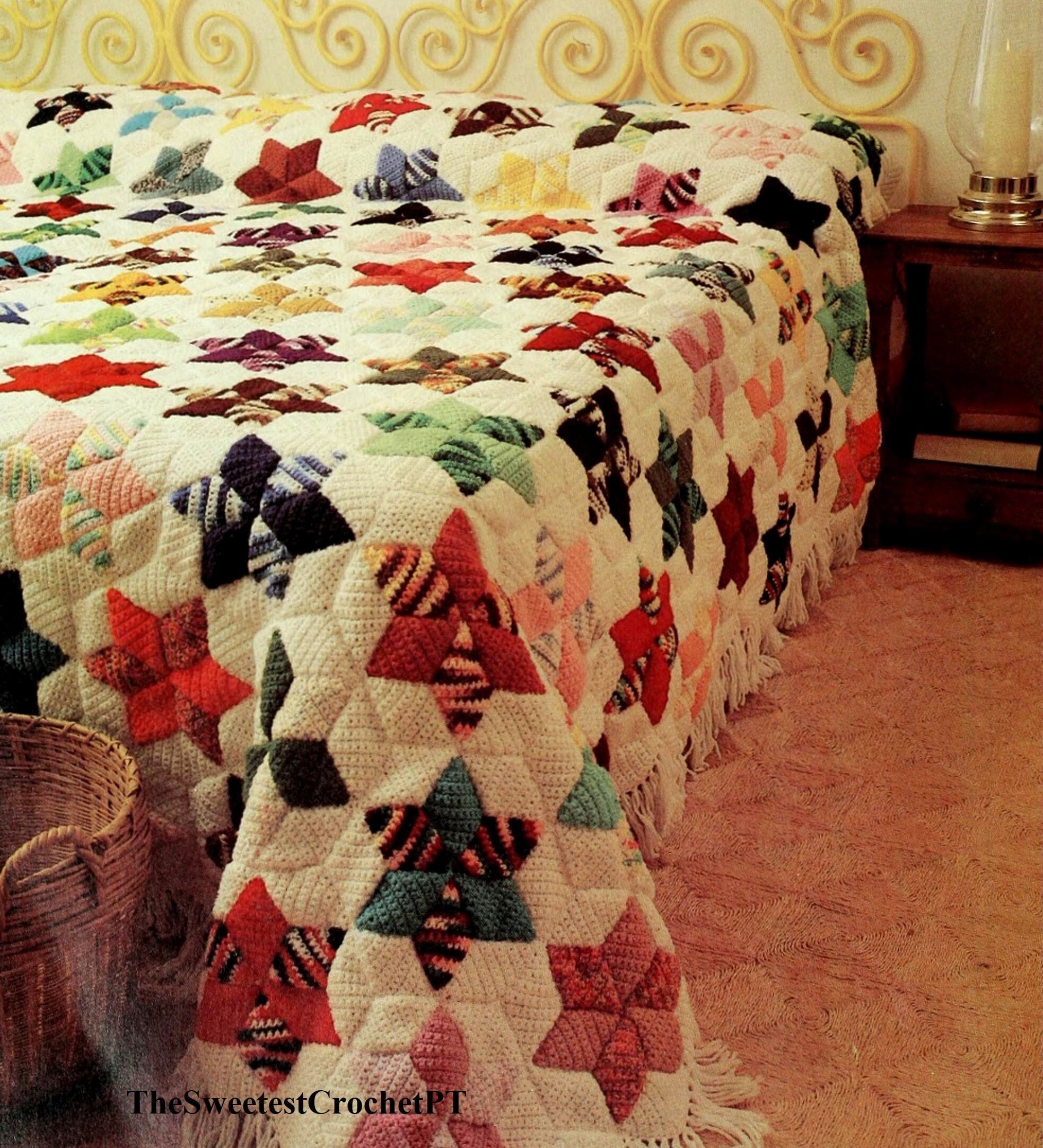Vintage 1980s Star Quilt Bedspread