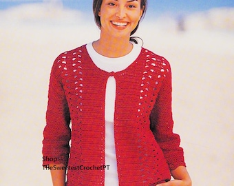 Open work cardigan crochet pattern Lacy summer cover up DIY Gift Idea 3 Sizes Sport 5 ply yarn INSTANT DOWNLOAD Pdf Vintage pattern