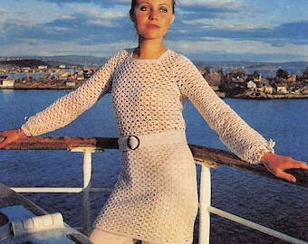 Crochet tunic pattern Womens crochet dress pattern Crochet summer top Bikini cove up Vintage patterns INSTANT DOWNLOAD PDF