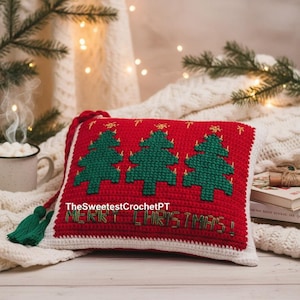 Travesseiro de Natal padrão de crochê DIY Decoração de feriados Crochê Fio penteado de Natal Padrão vintage DOWNLOAD INSTANTÂNEO Pdf
