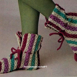 Women Men Child bootie slippers knitting patterns Handmade Gifts DIY Worsted 10 ply yarn Vintage pattern 80s INSTANT DOWNLOAD Pdf