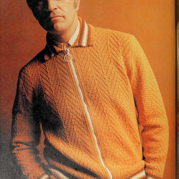 INSTANT DOWNLOAD PDF Mens cardigan knitting pattern Jacket Coat Man knitting patterns Vintage