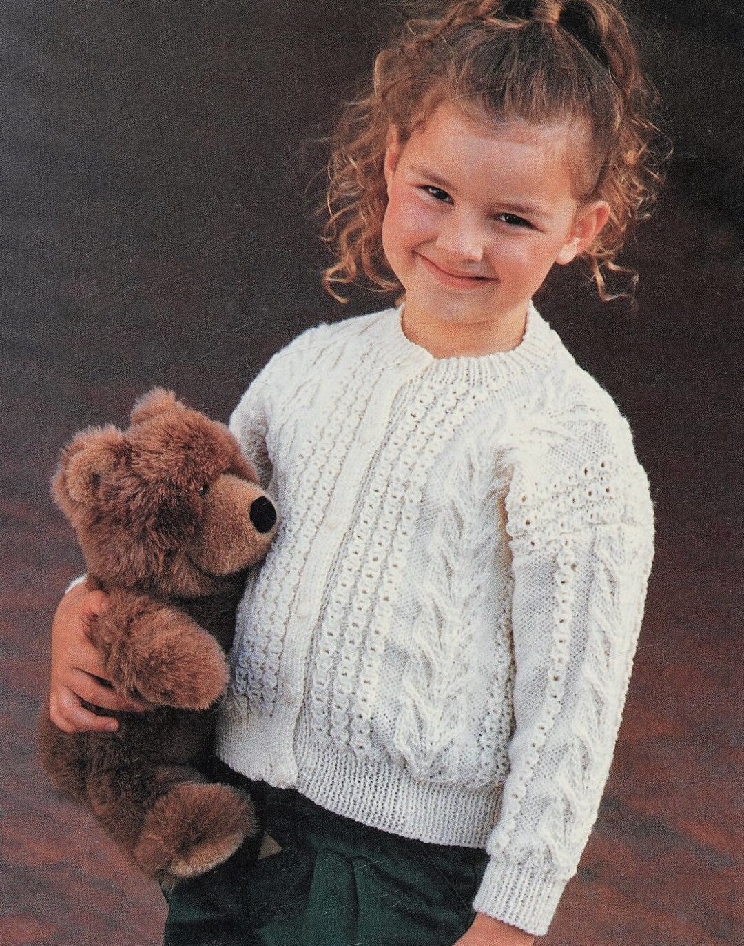 INSTANT DOWNLOAD Pdf Child Aran Cardigan Knitting Pattern Knitting