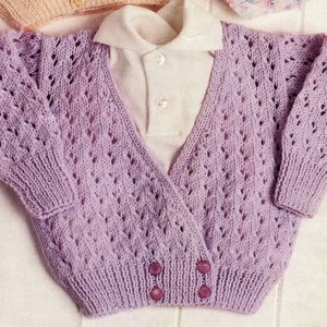 Baby cardigan knitting pattern in 3 versions: lace, stripe and stocking pattern Newborn-4 years DK 8 ply yan INSTANT DOWNLOAD Pdf