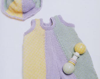 Baby Romper & Hat Knitting Pattern PDF, Easy Romper Design, 6-18M, Cute Summer Outfit, DIY Handmade Gift, Instant Download, Vintage Pattern