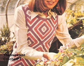 Diamond granny square top crochet pattern Women’s summer crochet top vest DIY Boho style Easy crochet top Vintage S-L INSTANT DOWNLOAD Pdf