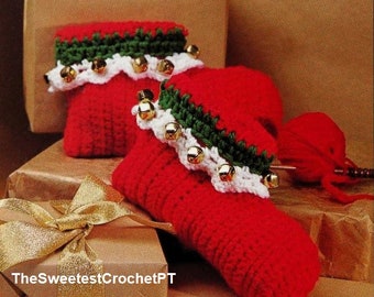 Jingle Bell Chinelos de Natal padrão de crochê Presentes de Natal DIY penteados 10 camadas de fio DOWNLOAD INSTANTÂNEO Pdf