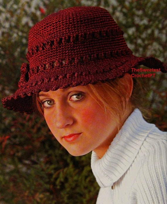 Womens crochet hat pattern Ladies hat crochet pattern Sport and Fingering  yarn INSTANT DOWNLOAD Pdf