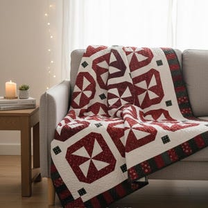 Christmas peppermint quilt pattern Patchwork sewing Holiday Home decor DIY  70 x 84 inches Vintage 90s pattern INSTANT DOWNLOAD Pdf