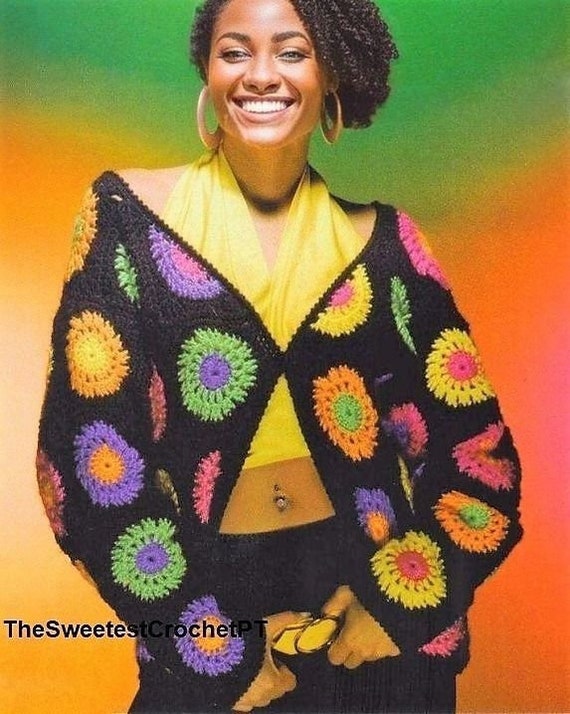 Crochet granny square jacket hot sale