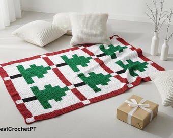 Christmas tree blanket crochet pattern Afeghan motifs crochet pattern Holidays crochet home decor DIY Worted yarn Vintage INSTANT DOWNLOAD