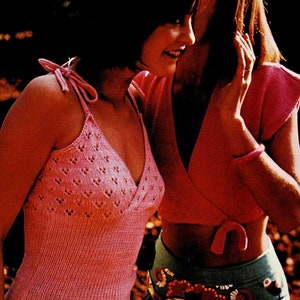 2 Knitting Patterns Lacy Halter pattern Midriff Top Pattern Wrap top knitting pattern INSTANT DOWNLOAD PDF
