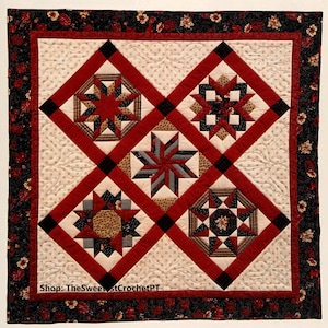 Christmas star quilt pattern Quilting patchwork sewing Holiday Home decor DIY 58.5 x 58.5 inches Vintage pattern INSTANT DOWNLOAD Pdf