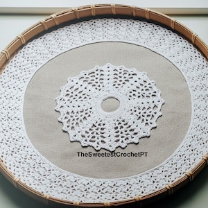TESTED PATTERN Fabric and Crochet round DOILY pattern Placemat Sousplat Mandala Instant download Pdf Vintage pattern 70's