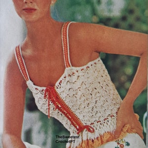 Womens peplum crochet top pattern Summer top Crochet camisole 3 sizes Vintage 70s INSTANT DOWNLOAD PDF