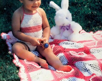 Baby blanket crochet pattern with hearts Baby afghan for newborns Baby showers Gifts for new parents Vintage 80s INSTANT DOWNLOAD PDF