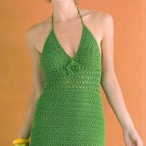 Womens Crochet dress pattern Crochet halter necked summer dress pattern Sleeveless dress Crochet patterns S-L DK 8 ply INSTANT DOWNLOAD Pdf