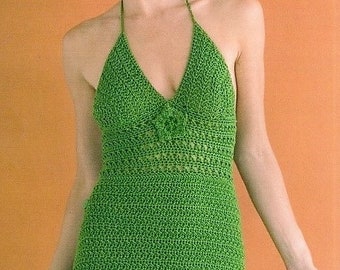 Womens Crochet dress pattern Crochet halter necked summer dress pattern Sleeveless dress Crochet patterns S-L DK 8 ply INSTANT DOWNLOAD Pdf