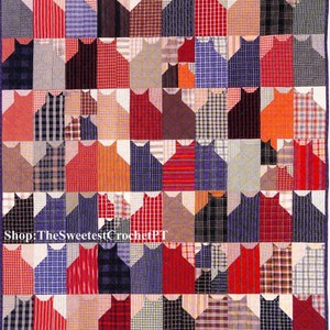 Colorful cats quilt sewing pattern Cat lovers quilting patchwork 50.5 x 56.5 inches Home decor DIY Vintage pattern INSTANT DOWNLOAD Pdf