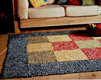 Patchwork knitting rug pattern Knit mat Easy to make Heavy duty rug yarn 137 x 198cms INSTANT DOWNLOAD PDF