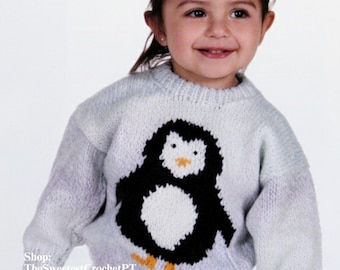 Unibly Maglione Bambini 'Prima Di Chiedere No Pinguino' - Cotone 80% - Prodotto In Germania - Taglie 116-152