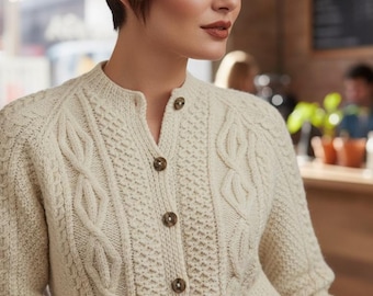 18aw フレームワーク購入 aran アラン編み ケーブル カーディガン アランケーブルカーディガンの編み図：レディースPDF（即時