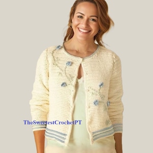 Crochet cardigan pattern Womens floral cardigan crochet pattern 6 Sizes Bust 28-92" Plus size INSTANT DOWNLOAD Pdf