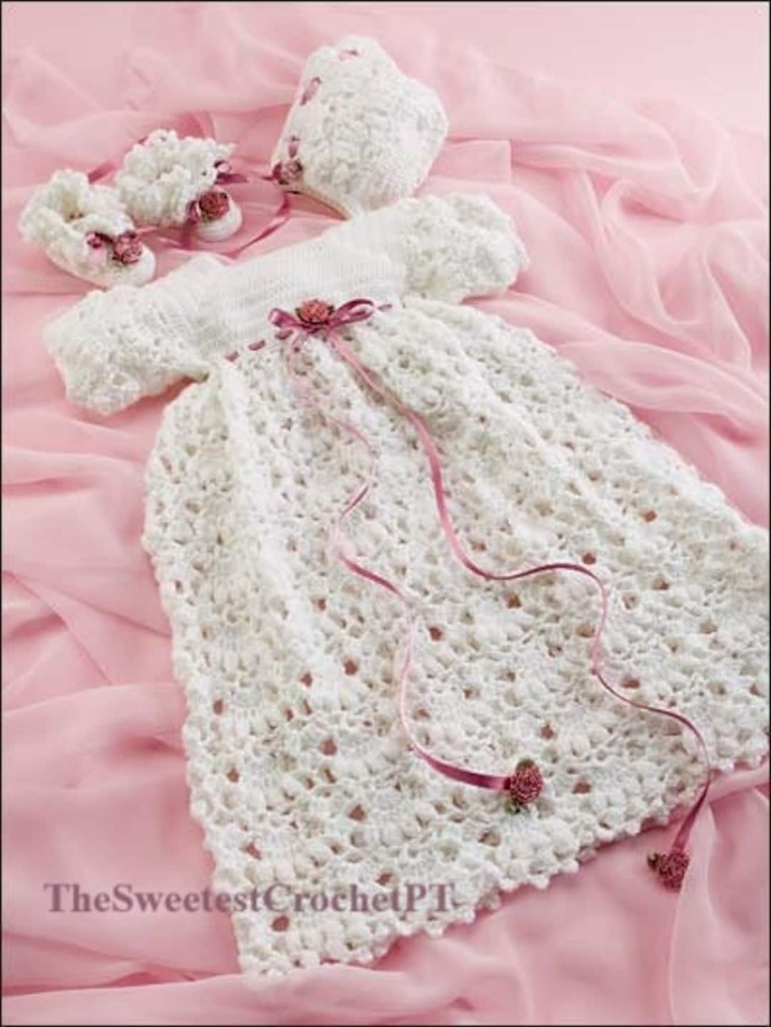 CHRISTENING Gown Crochet Pattern Baby Christening Set: Robe, Bonnet and ...