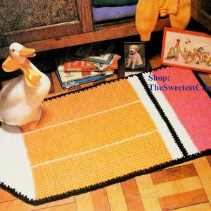 Child pencil rug crochet pattern Crochet mat pattern Nursery Home decor Bulky 12 ply yarn Vintage 80s pattern INSTANT DOWNLOAD PDF
