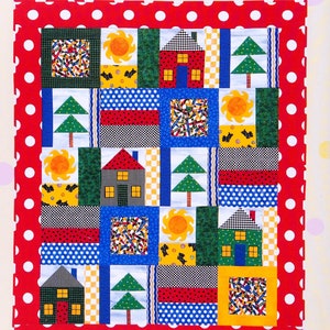 Neighborhood quilt pattern Houses and Trees quilt Sewing 39.5 x 47.5 inches Home decor DIY Vintage INSTANT DOWNLOAD Digital Pdf