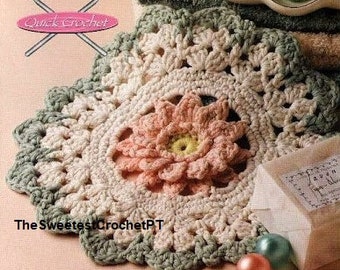 Floral flower hot pad crochet pattern Spring washcloth Pot holder DIY Table decor Worsted yarn 9 ins across INSTANT DOWNLOAD Pdf