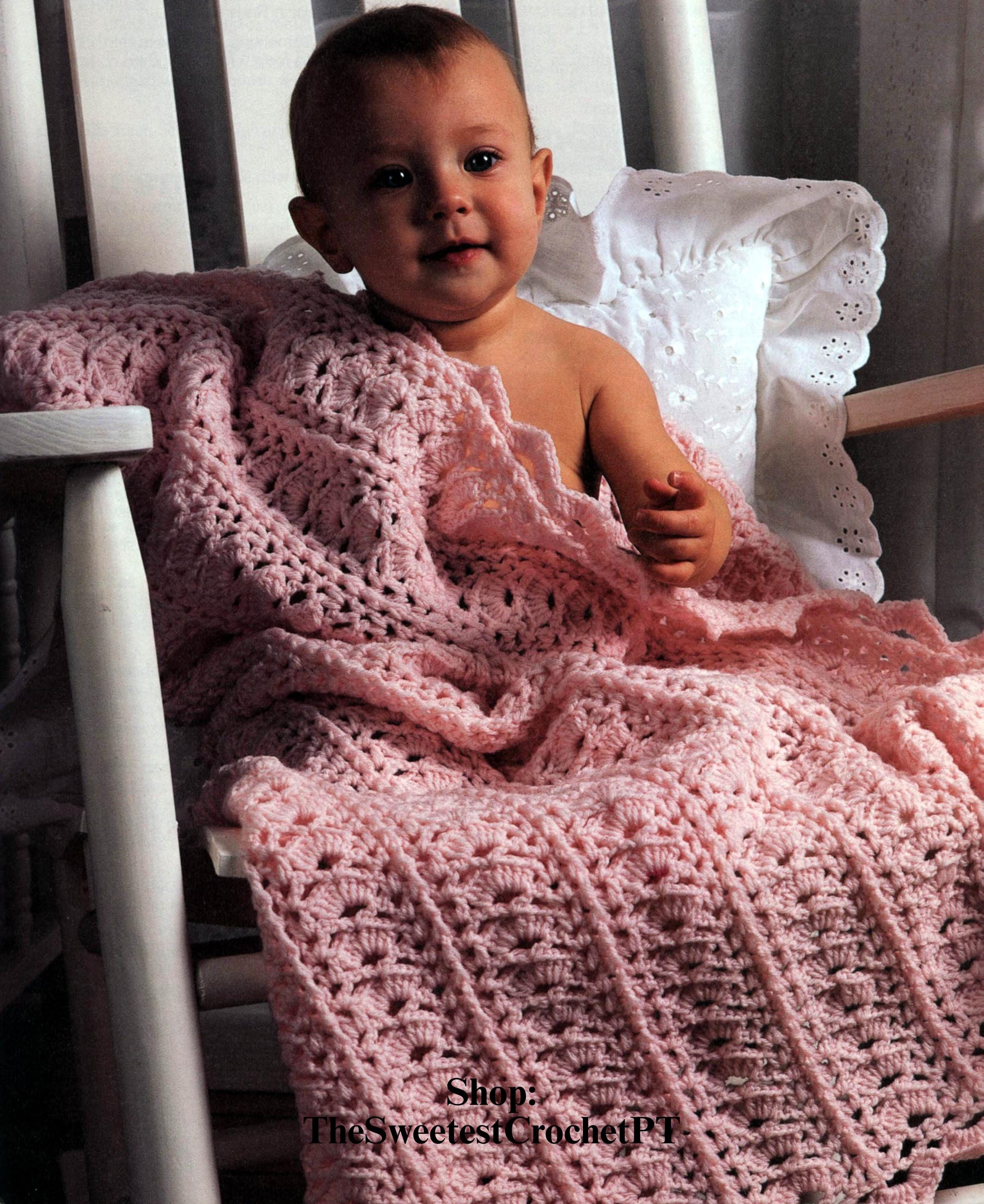 Shell Stitch Baby Blanket Crochet Pattern PDF Gift for Newborn