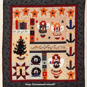Christmas quilt patchwork pattern Christmas wall hanging sewing pattern Holiday home decor 35&quot; x 41&quot; Vintage pattern INSTANT DOWNLOAD PDF