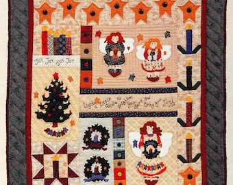 Christmas quilt patchwork pattern Christmas wall hanging sewing pattern Holiday home decor 35" x 41" Vintage pattern INSTANT DOWNLOAD PDF