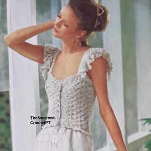 Womens beribboned crochet top pattern Summer top Crochet camisole 3 sizes Vintage 70s INSTANT DOWNLOAD PDF