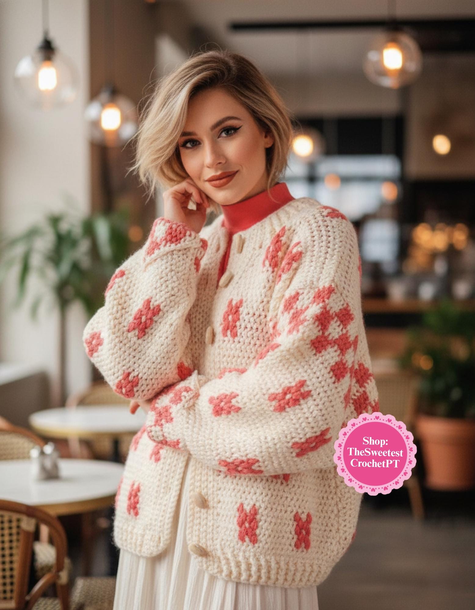 FLOWER CARDIGAN Crochet Pattern Womens Karajuku Cardigan Korean