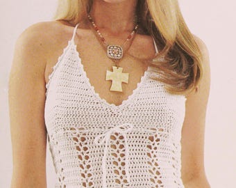 Halter top crochet pattern Boho summer top Beachwear Festival top PDF pattern Vintage INSTANT DOWNLOAD Diy gift idea 5 Sizes Bust: 32-40"
