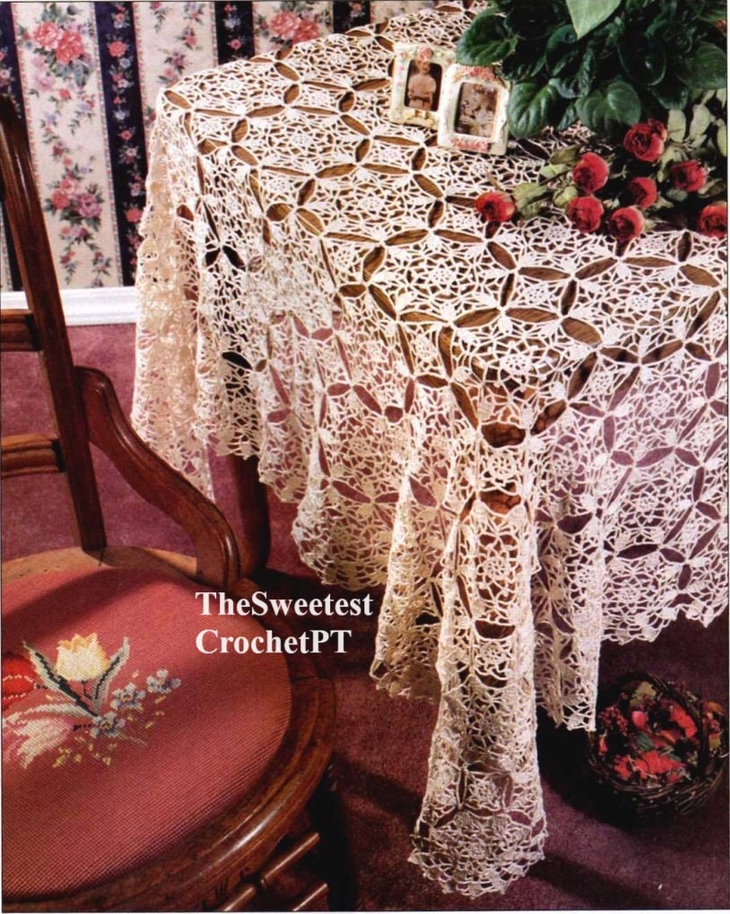 35 Crochet Tablecloth Patterns with Doilies, Motifs, and Table Runners 17 Lacy motifs tablecloth crochet pattern Square tablecloth