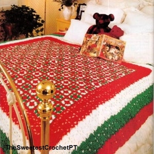 Christmas granny squares blanket crochet pattern Afeghan Bedspread Quilt Throw Home decor DIY Worsted yarn Vintage 90s INSTANT DOWNLOAD Pdf