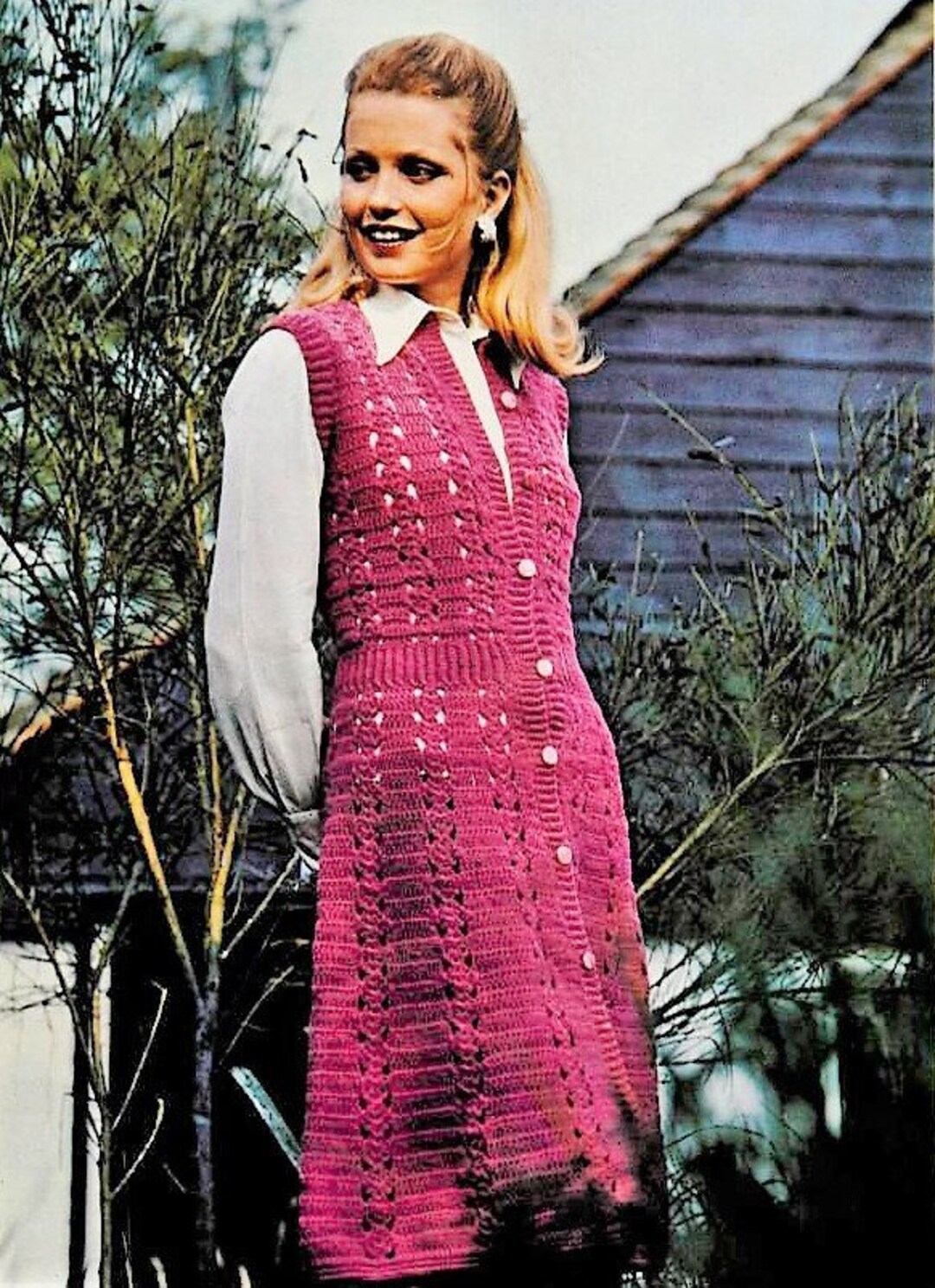 INSTANT DOWNLOAD PDF Crochet Dress Pattern Woman Buttoned Maxi Dress