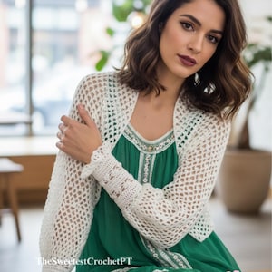 Crochet shrug Womens lacy shrug crochet pattern 1 size DK 8 ply Vintage 70s INSTANT DOWNLOAD Pdf