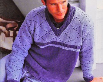 PDF KNITTING PATTERN Mens Sweater Unisex His and Hers Top