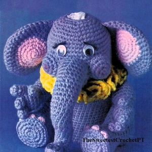 Elephant pottie peeker crochet pattern Toilet paper holder crochet pattern 14" tall Worsted 10 ply yarn Vintage 80s INSTANT DOWNLOAD PDF