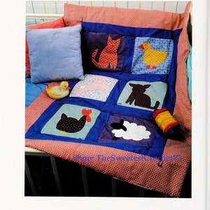 Farm animals quilt sewing pattern Baby quilt Appliqué 30 x 40 inches Home decor DIY Vintage 90s INSTANT DOWNLOAD Digital Pdf