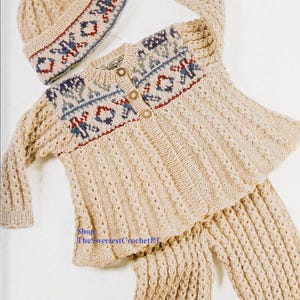 Baby jacket pants and cap set knitting pattern Knit baby cardigan sweater set 5 sizes: newborn-24 months DK 8 ply yarn INSTANT DOWNLOAD Pdf