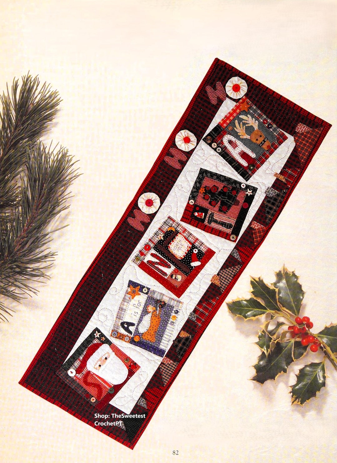 Christmas Table Runner Pattern Easy Sewing Pattern With Santa, Angel ...
